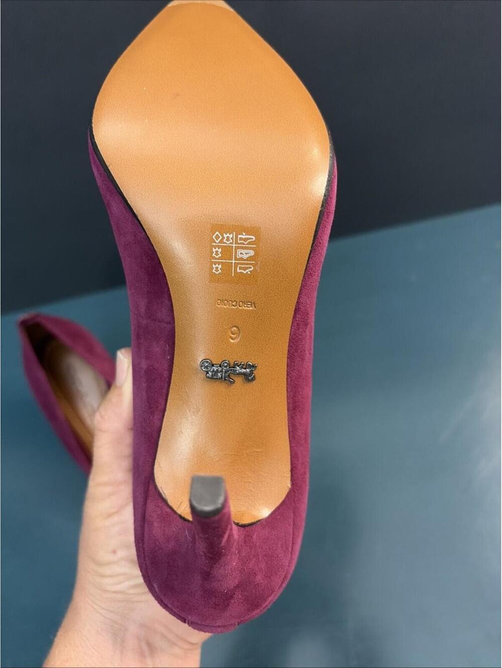 Women’s Coach Waverly Suede Plum Purple Pump New Size 6 - Picture 9 of 9